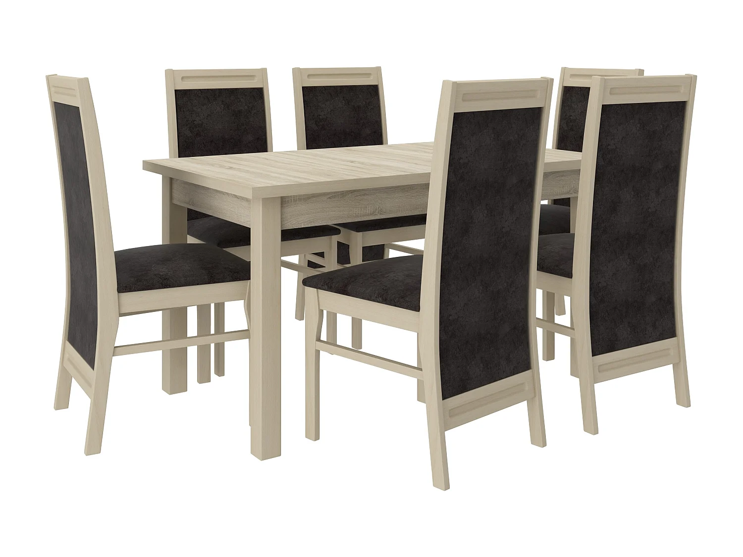 Chaise en bois clair sonoma et tissu Komba-Tissu 27108