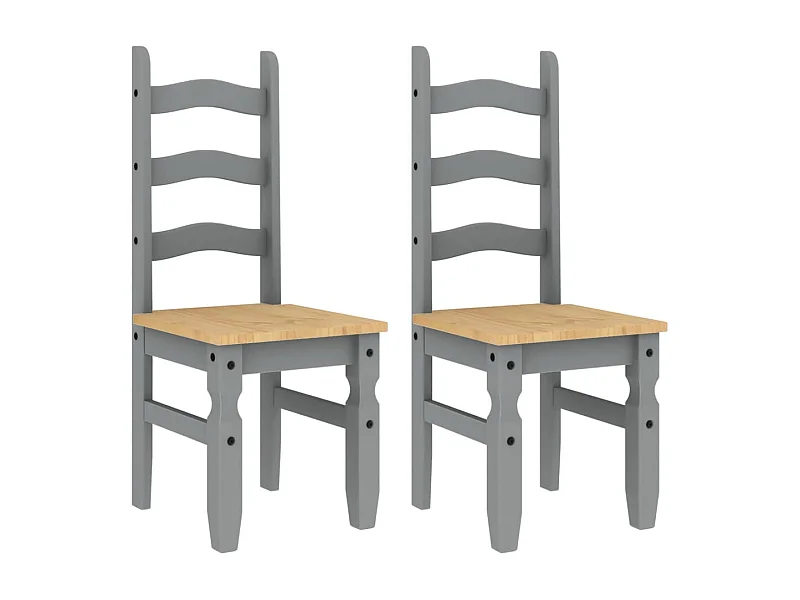 Chaises à manger lot de 2 Corona gris bois massif de pin