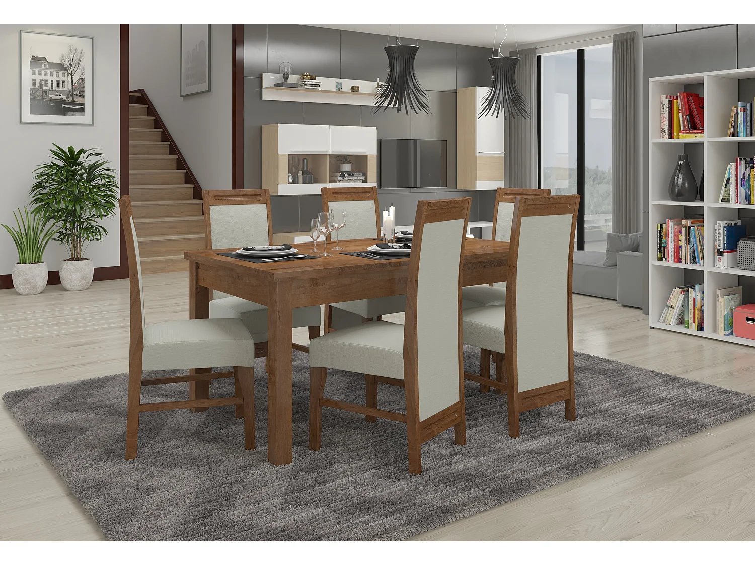 Chaise bois marron et tissu au choix Valka-Tissu 27126