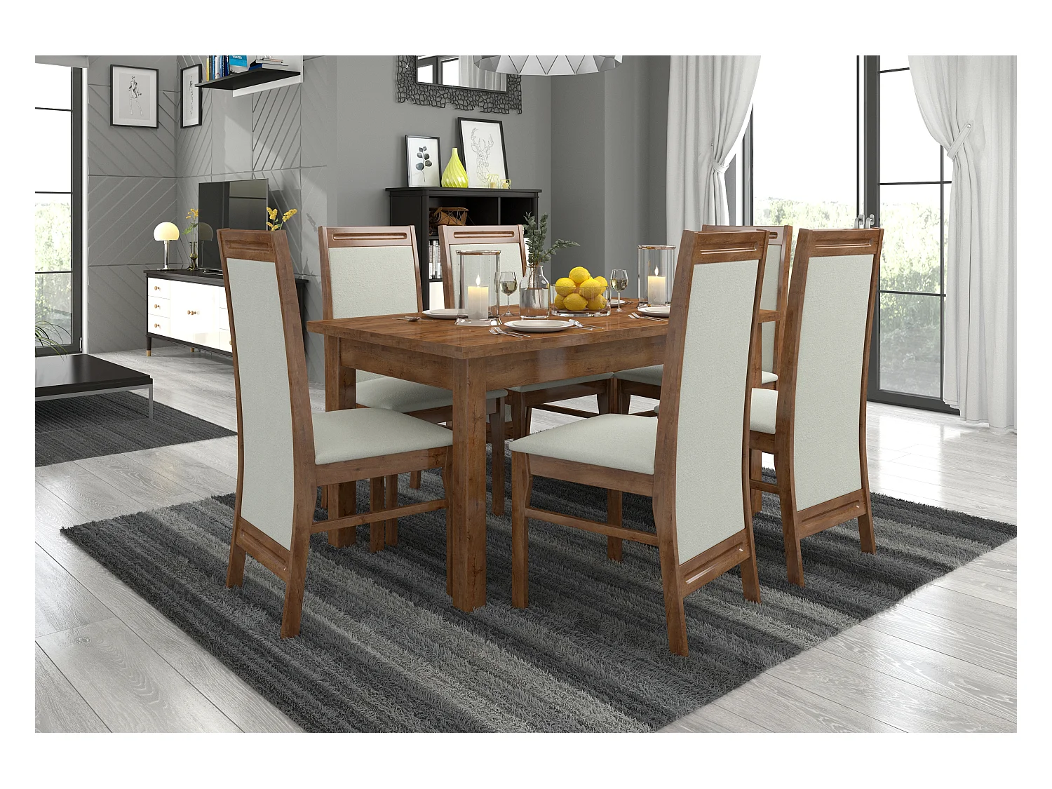 Chaise en bois marron et tissu Komba-Tissu 27108