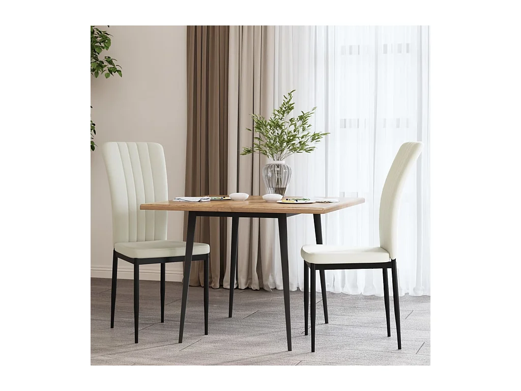 Chaises à manger lot de 2 Crème Velours