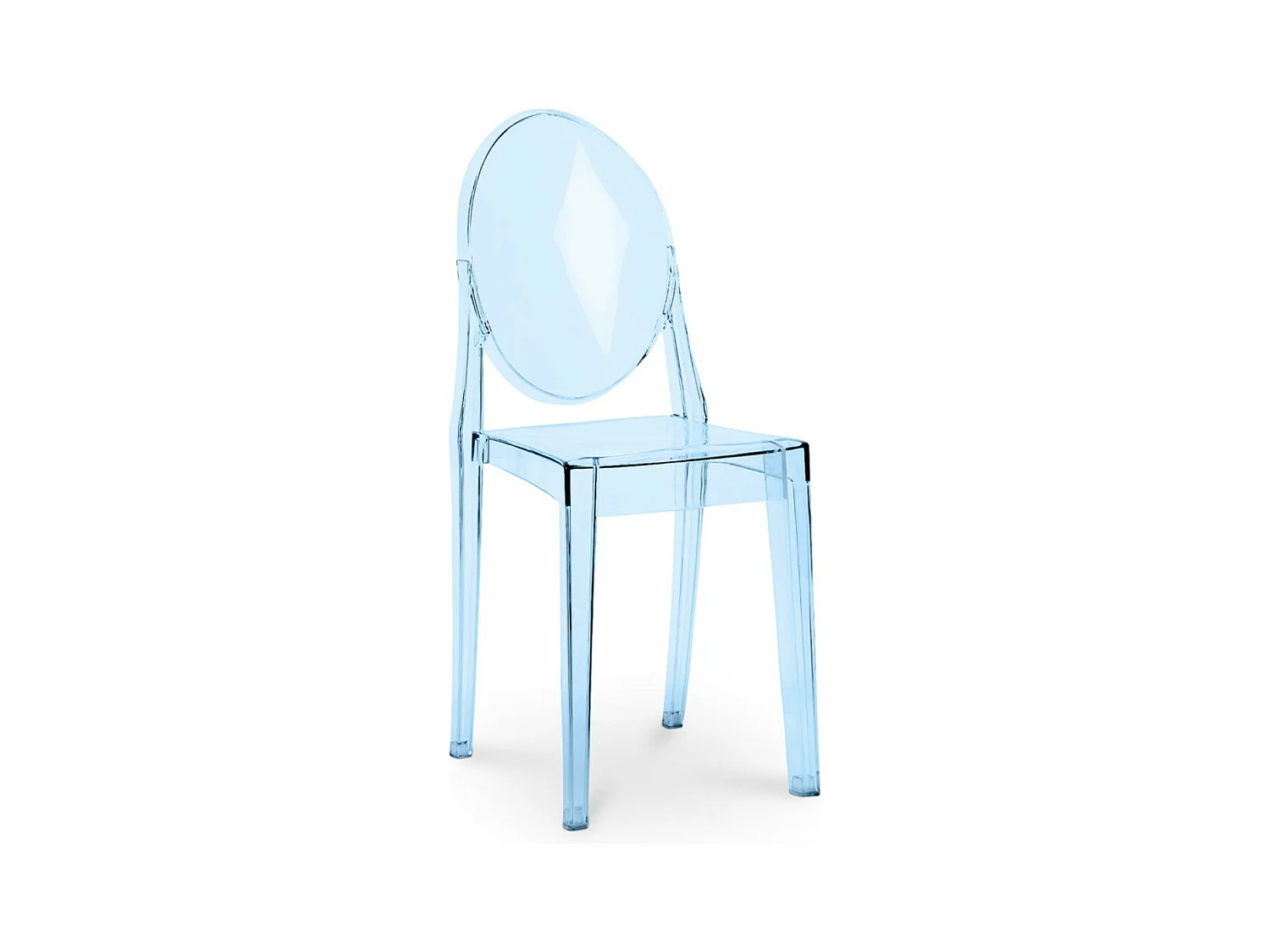 Chaise design en polycarbonate transparent ou Opaque - Collection Louiva-Couleur Bleu transparent