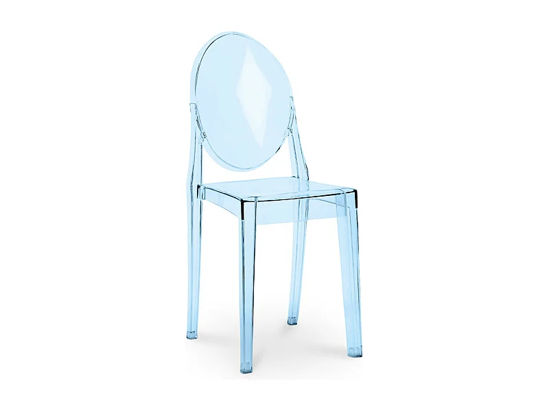 Chaise design en polycarbonate transparent ou Opaque - Collection Louiva-Couleur Bleu transparent