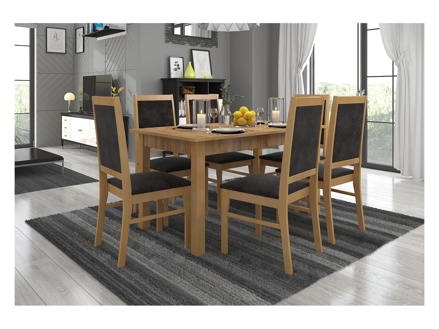 Chaise bois de hêtre et tissu Klarika-Tissu 27101