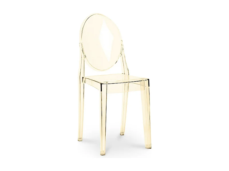 Chaise design en polycarbonate transparent ou Opaque - Collection Louiva-Couleur Doré transparent