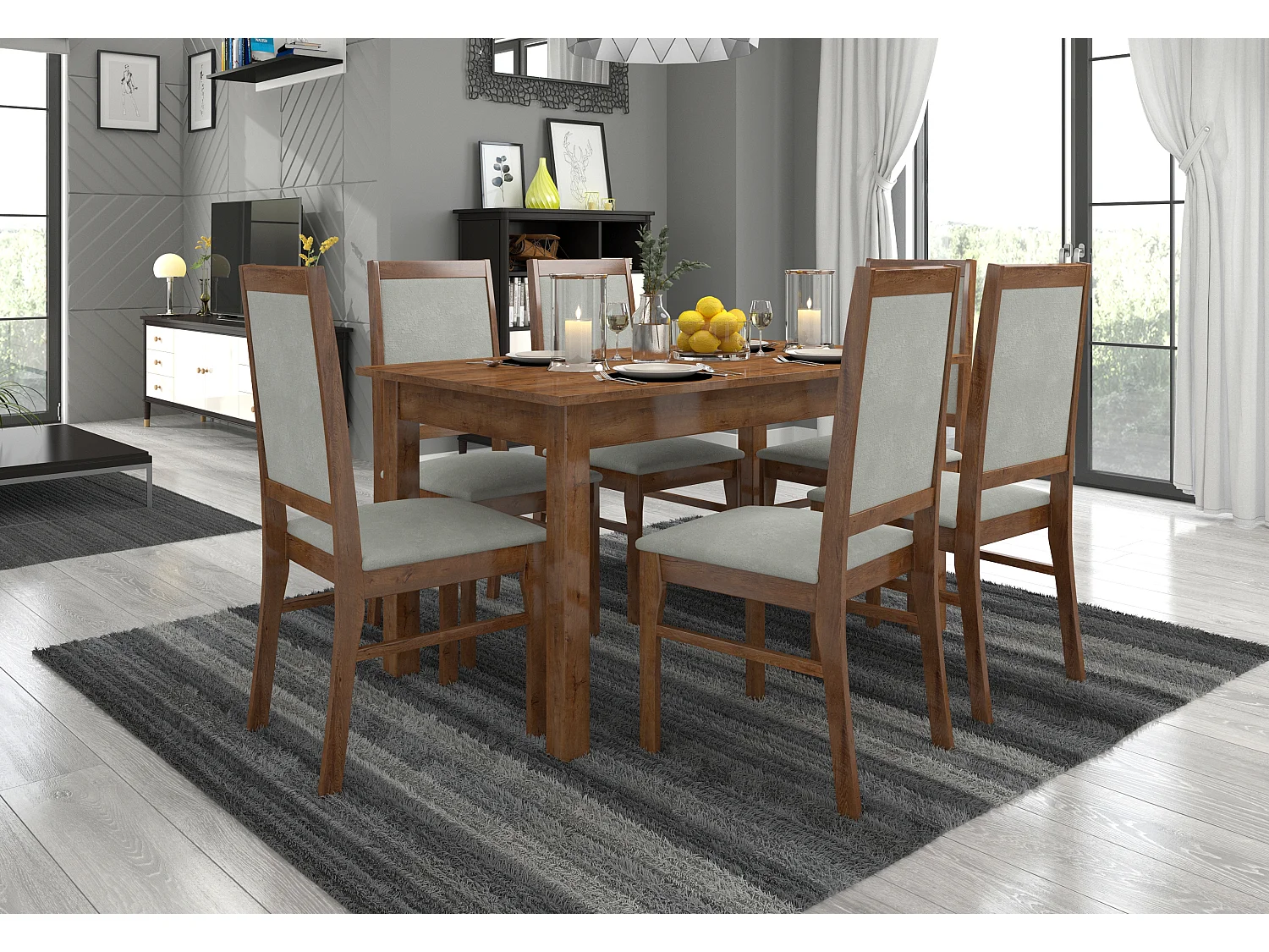 Chaise bois marron et tissu Klarika-Tissu 27127