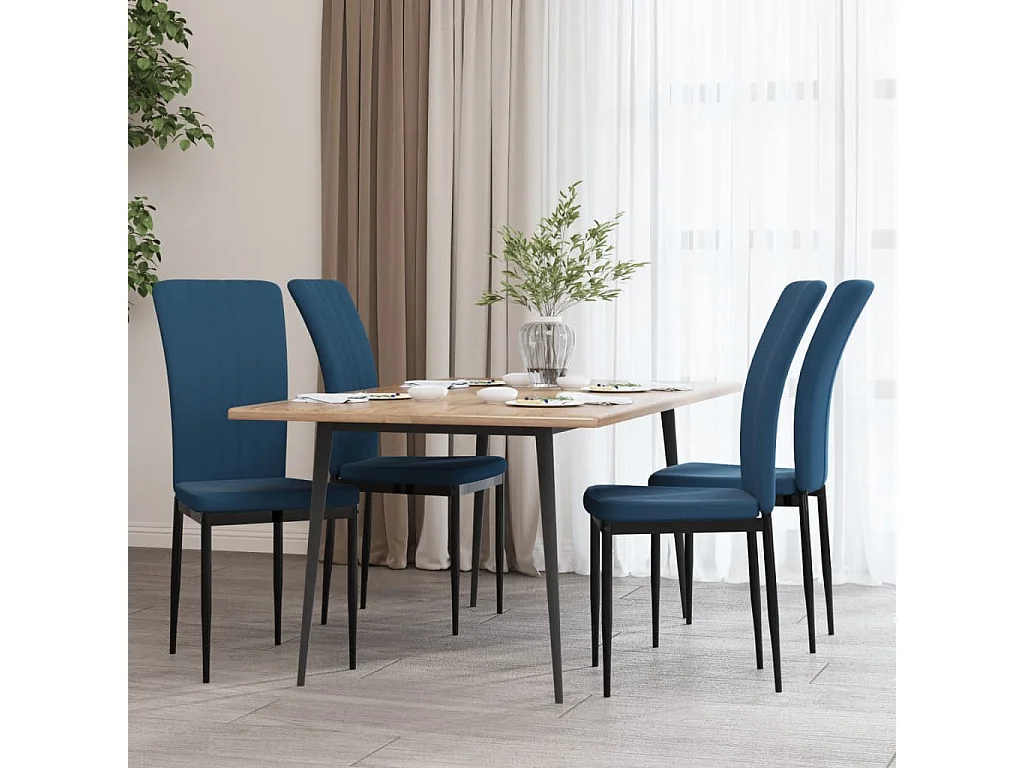 Eetkamerstoelen 4 st fluweel blauw