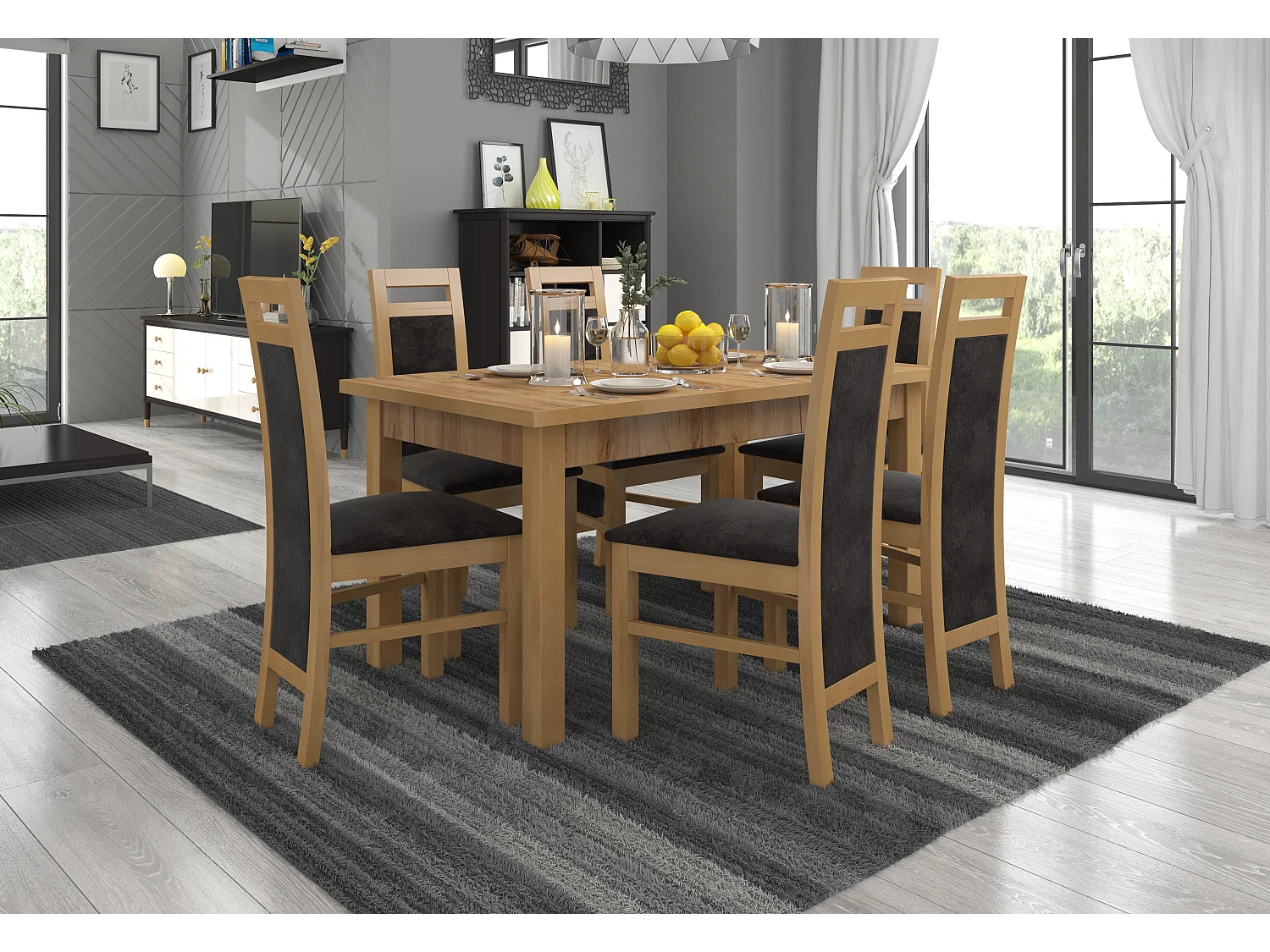 Chaise bois de hêtre et tissu tissu Mouka-Tissu 27129