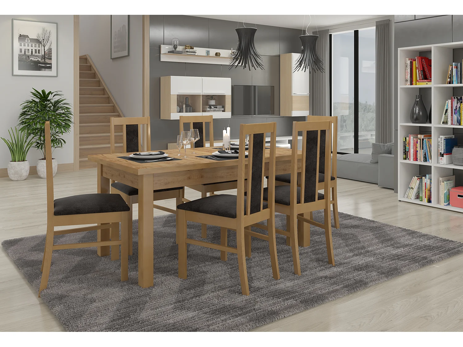 Chaise bois clair de hêtre et tissu Louiza-Tissu 27106