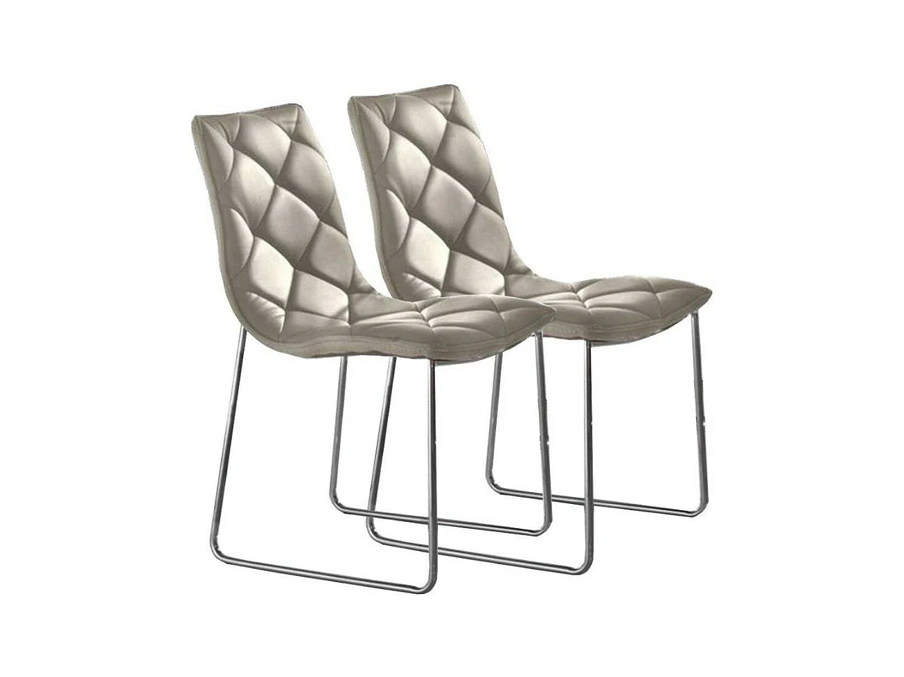 Chaise polyuréthane façon cuir capitonné Darkia- Lot de 2-Couleur Gris