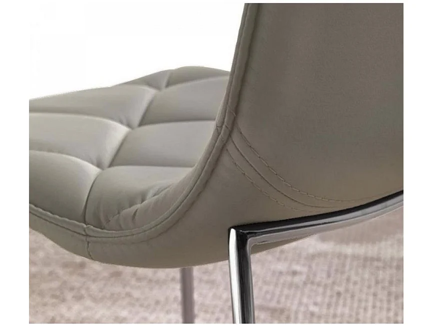 Chaise polyuréthane façon cuir capitonné Darkia- Lot de 2-Couleur Gris