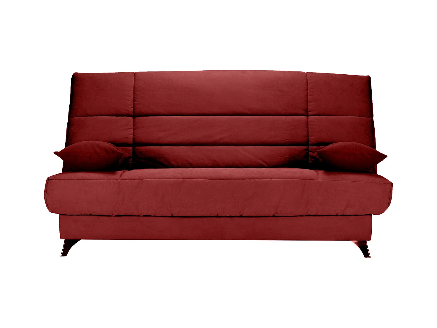 Banquette Clic-clac tissu 130x190 matelas Bultex 14cm avec rangement Belax-Couleur Rouge cerise