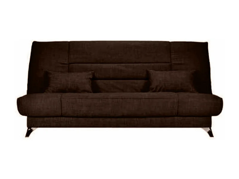 Banquette Clic-clac tissu 130x190 matelas Starflex 13cm avec rangement Kalix-Couleur Marron Foncé