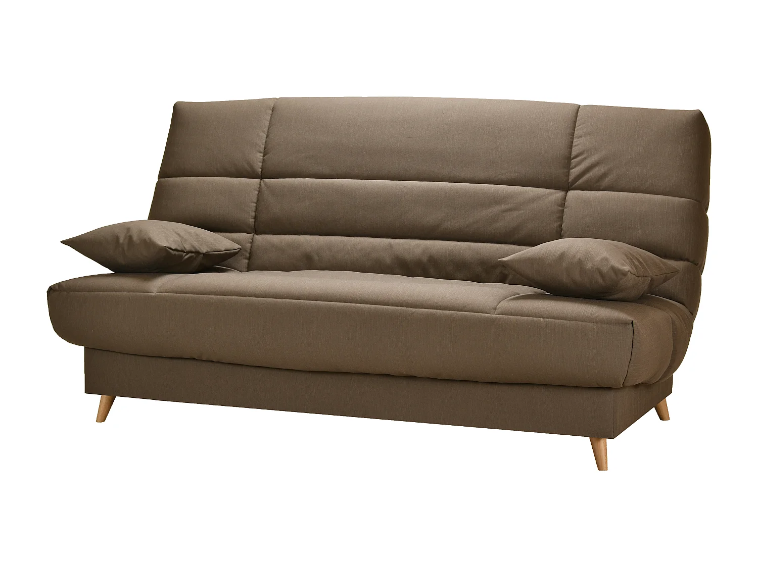 Banquette Clic-clac tissu 130x190 matelas Starflex 13cm avec rangement Kalix-Couleur Marron Foncé