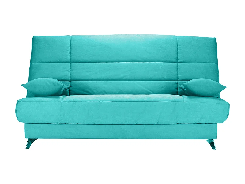Banquette Clic-clac tissu 130x190 matelas Bultex 14cm avec rangement Belax-Couleur Bleu cyan