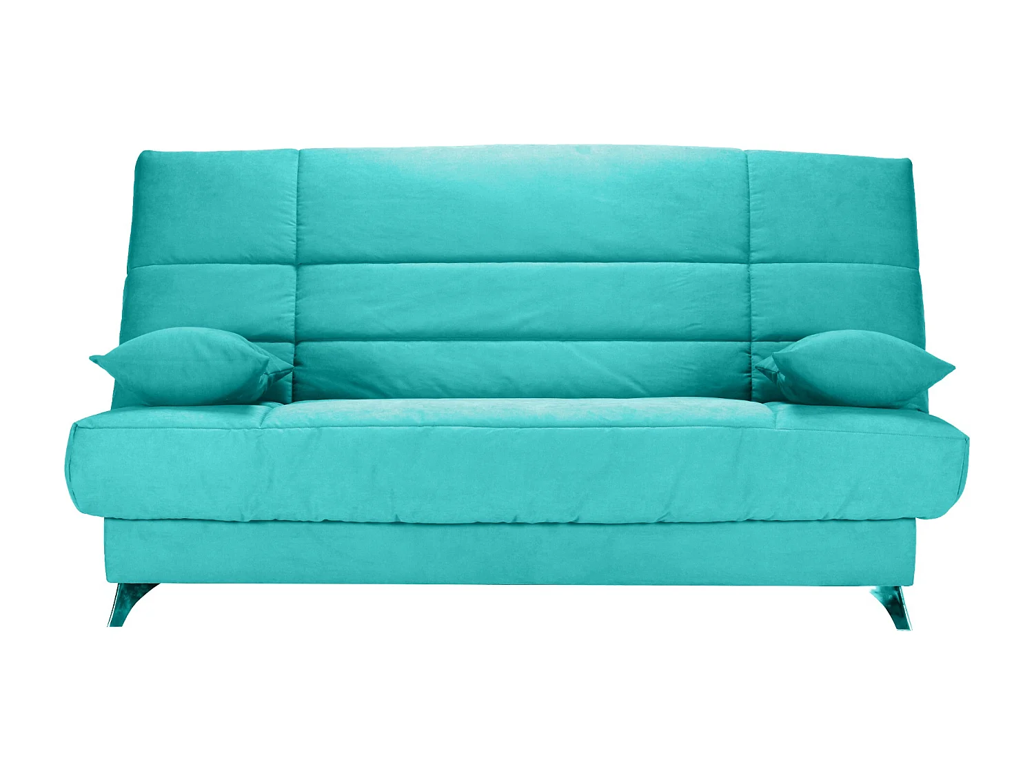 Banquette Clic-clac tissu 130x190 matelas Bultex 14cm avec rangement Belax-Couleur Bleu cyan