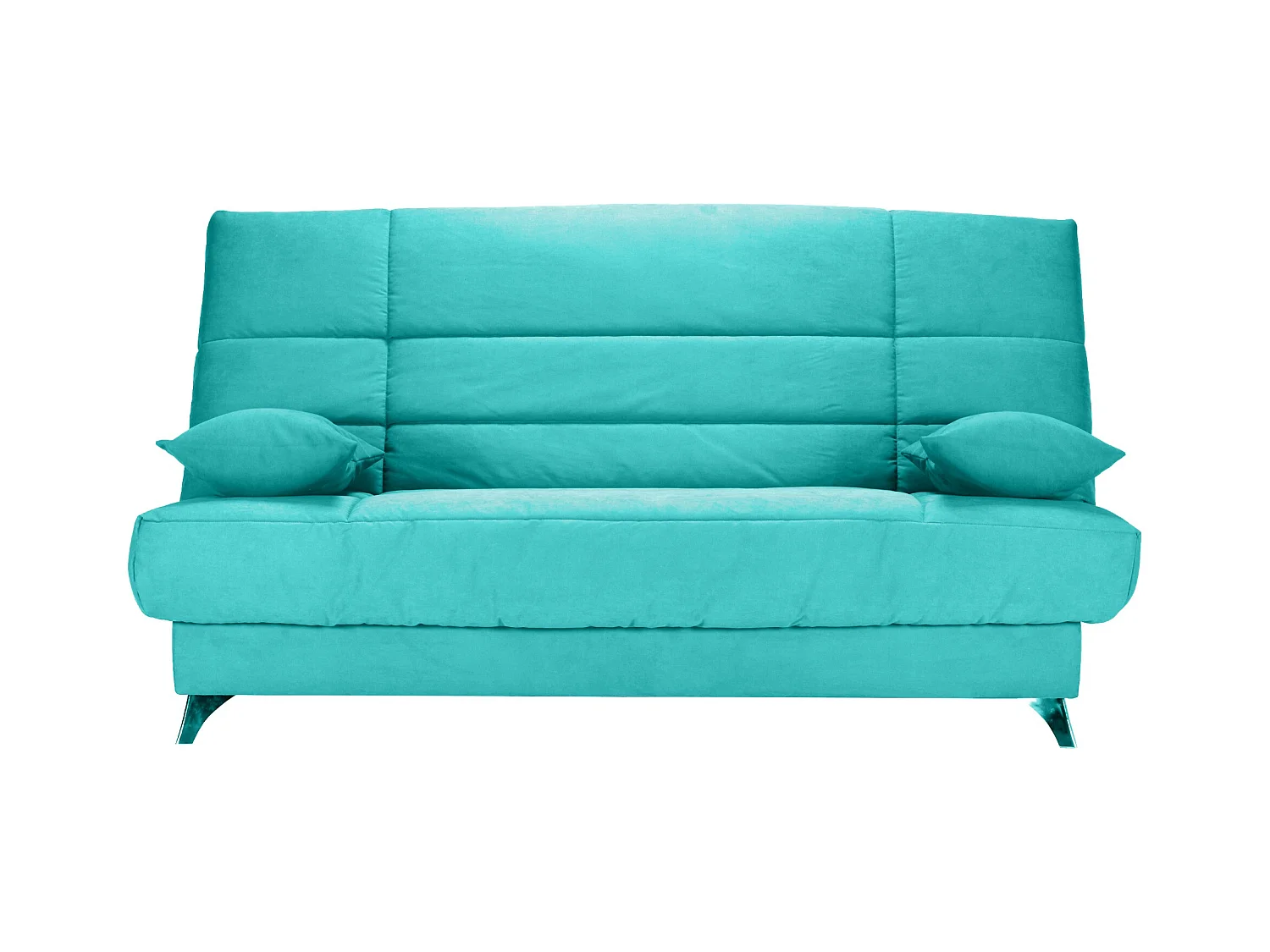 Clic-clac stoffen bank 130x190 cm Bultex matras 14 cm met Belax opberger-Kleur Cyaan blauw