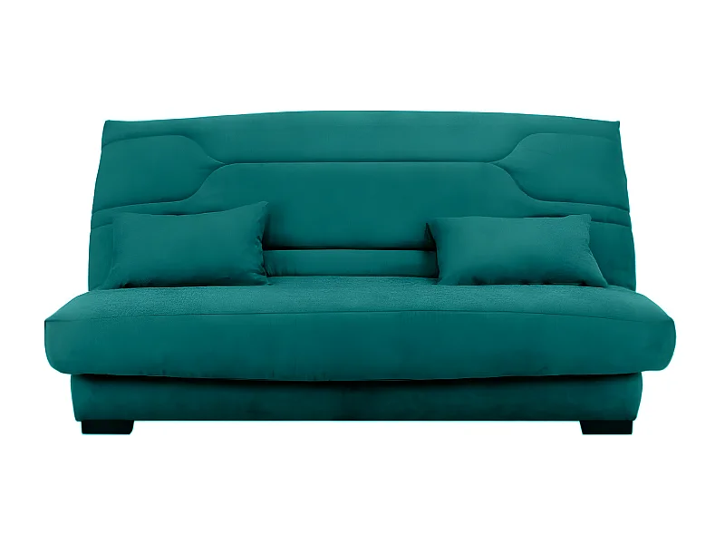 Canapé clic clac tissu avec rangement matelas Bultex 15cm Balkoa 207cm-Couleur Bleu cyan