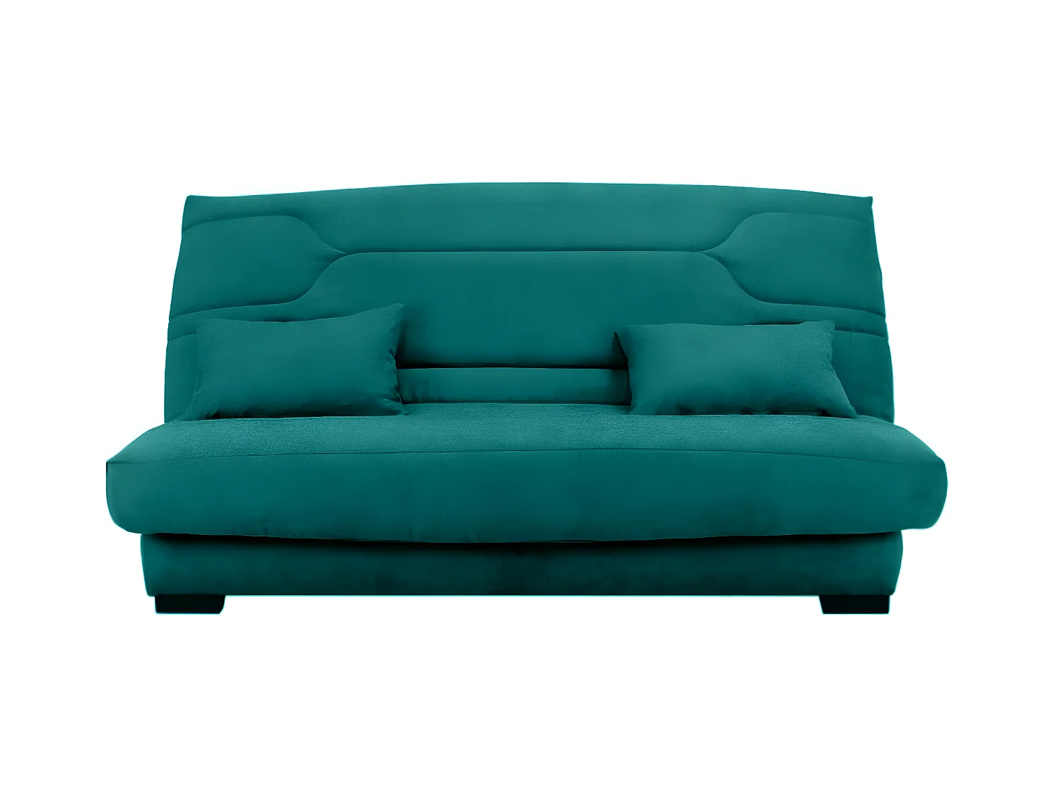 Canapé clic clac tissu avec rangement matelas Bultex 15cm Balkoa 207cm-Couleur Bleu cyan