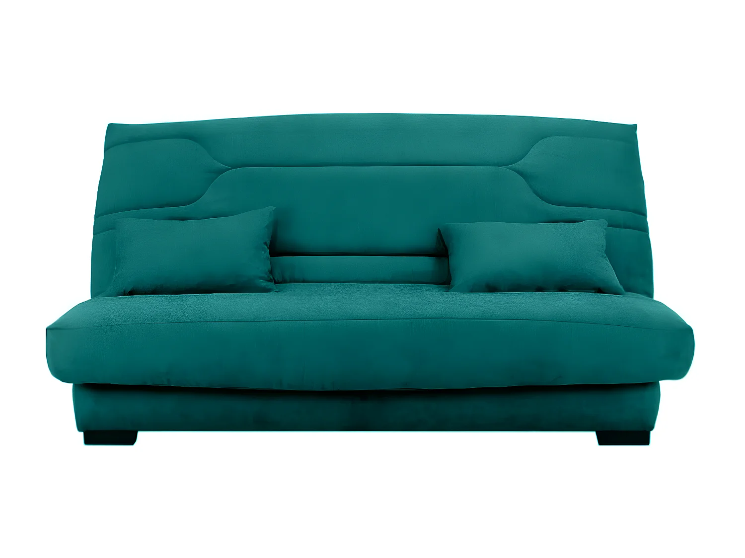 Canapé clic clac tissu avec rangement matelas Bultex 15cm Balkoa 207cm-Couleur Bleu cyan