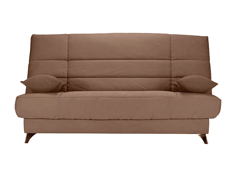 Banquette Clic-clac tissu 130x190 matelas Bultex 14cm avec rangement Belax-Couleur Marron clair