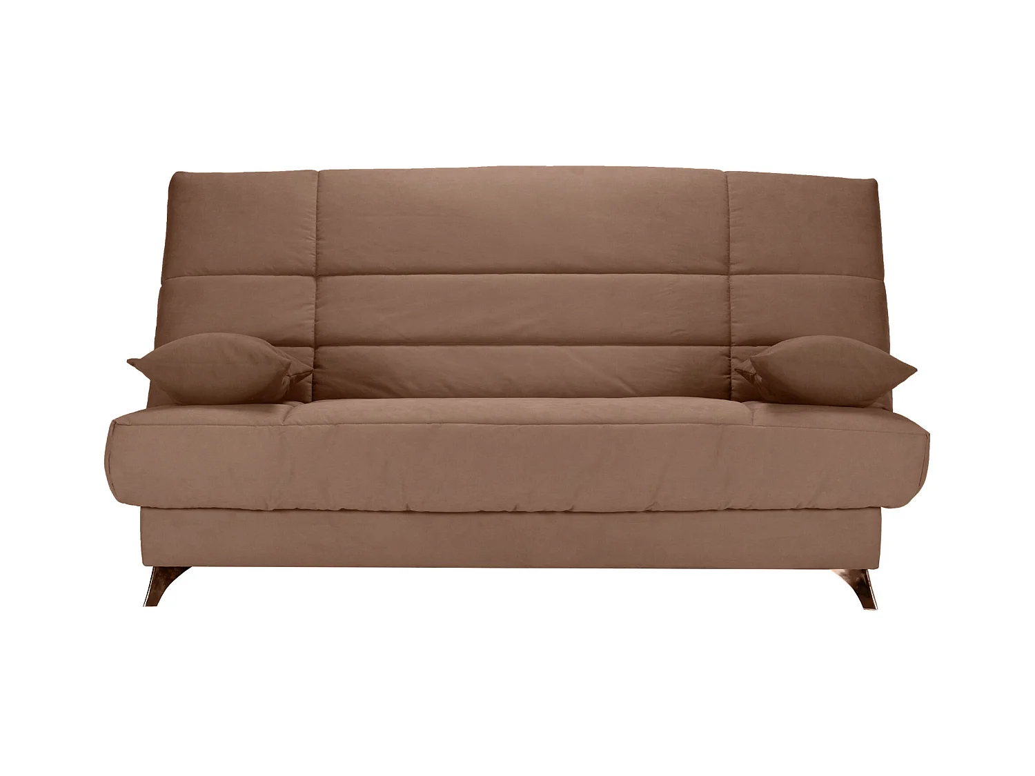 Banquette Clic-clac tissu 130x190 matelas Bultex 14cm avec rangement Belax-Couleur Marron clair