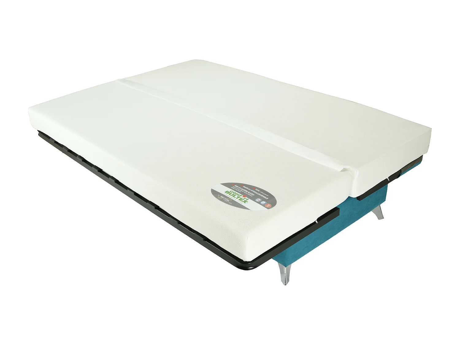 Banquette Clic-clac tissu 130x190 matelas Bultex 14cm avec rangement Belax-Couleur Marron clair