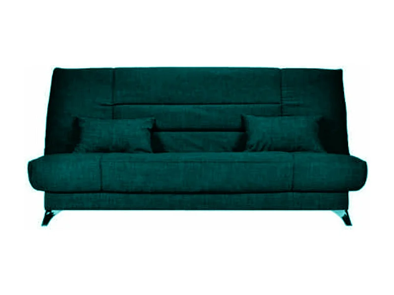 Banquette Clic-clac tissu 130x190 matelas Starflex 13cm avec rangement Kalix-Couleur Vert emeraude