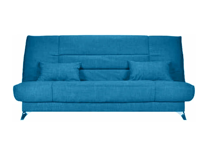Banquette Clic-clac tissu 130x190 matelas Starflex 13cm avec rangement Kalix-Couleur Bleu canard