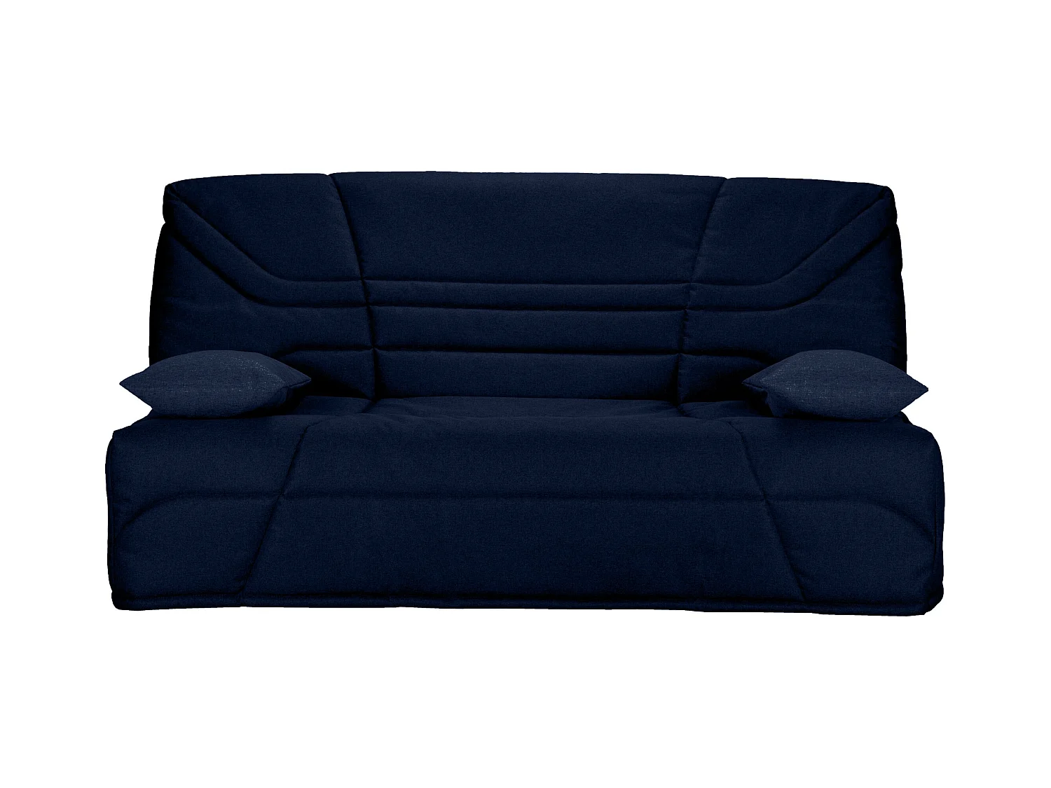 Canapé clic clac tissu avec rangement matelas Bultex 14cm Bakoa 193cm-Couleur Bleu foncé