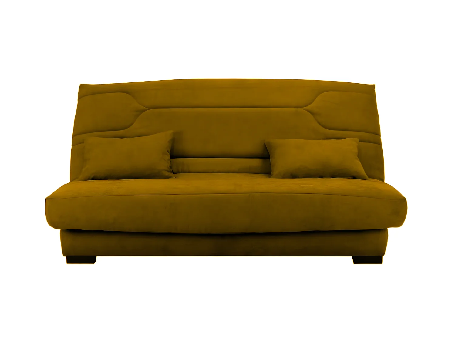 Canapé clic clac tissu avec rangement matelas Bultex 15cm Balkoa 207cm-Couleur Jaune miel