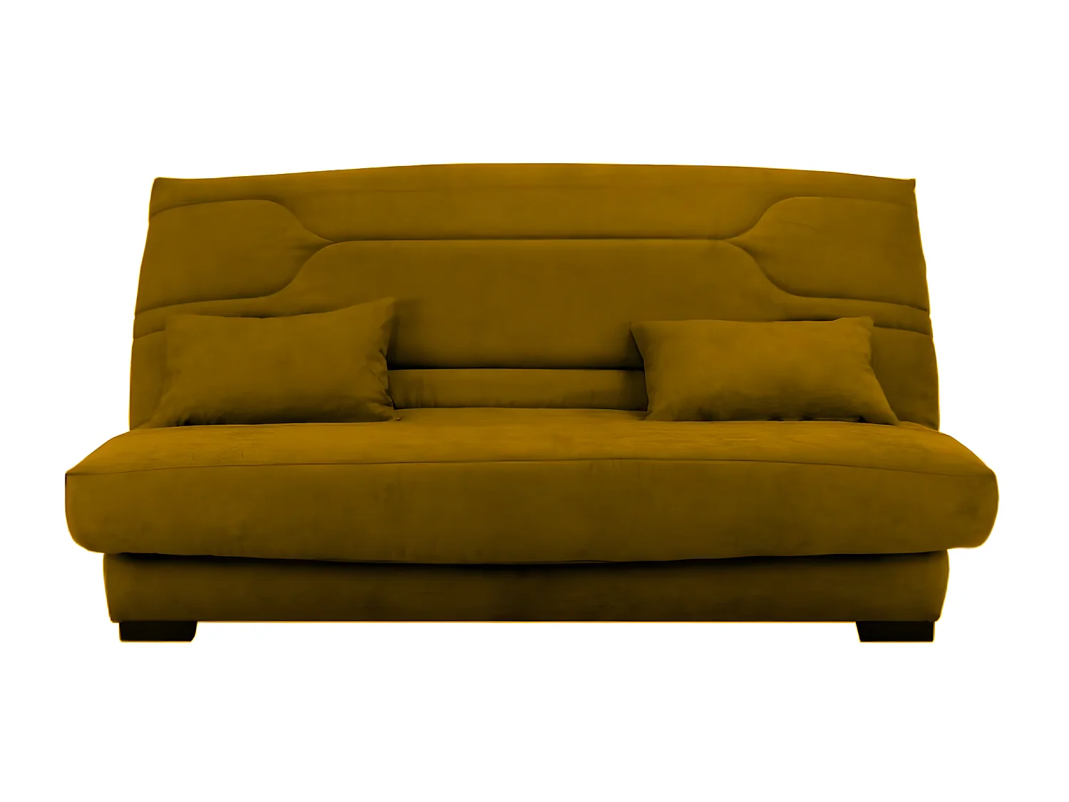 Canapé clic clac tissu avec rangement matelas Bultex 15cm Balkoa 207cm-Couleur Jaune miel