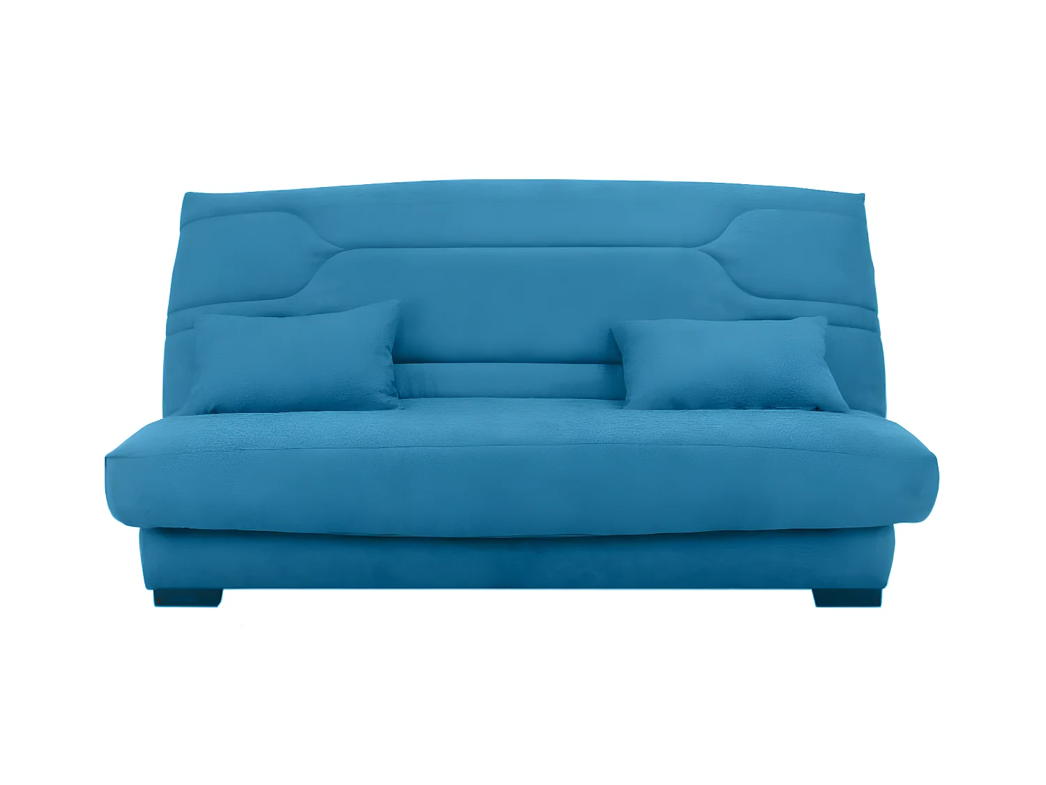 Canapé clic clac tissu avec rangement matelas Bultex 15cm Balkoa 207cm-Couleur Bleu canard