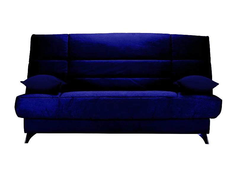 Banquette Clic-clac tissu 130x190 matelas Bultex 14cm avec rangement Belax-Couleur Bleu nuit