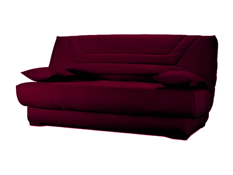 Canapé clic clac tissu avec rangement matelas Bultex 20cm Sabor 193cm-Couleur Bordeaux