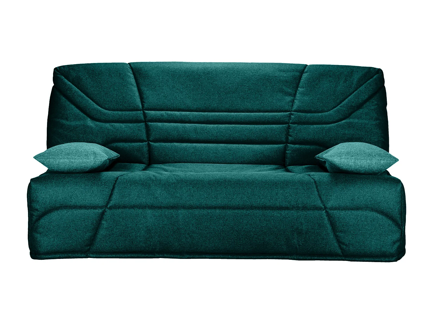 Canapé clic clac tissu avec rangement matelas Bultex 14cm Bakoa 193cm-Couleur Vert emeraude