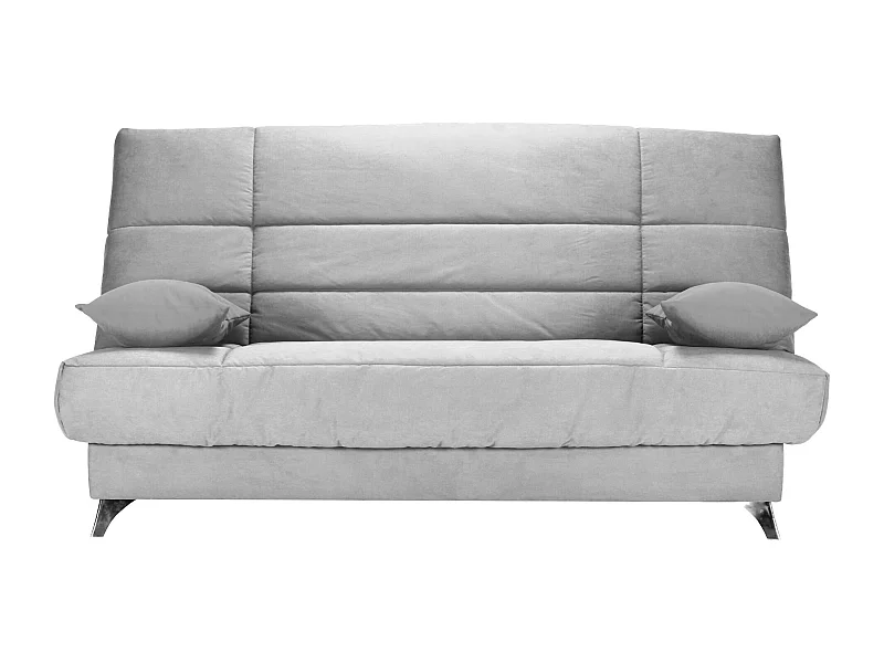Banquette Clic-clac tissu 130x190 matelas Bultex 14cm avec rangement Belax-Couleur Gris perle