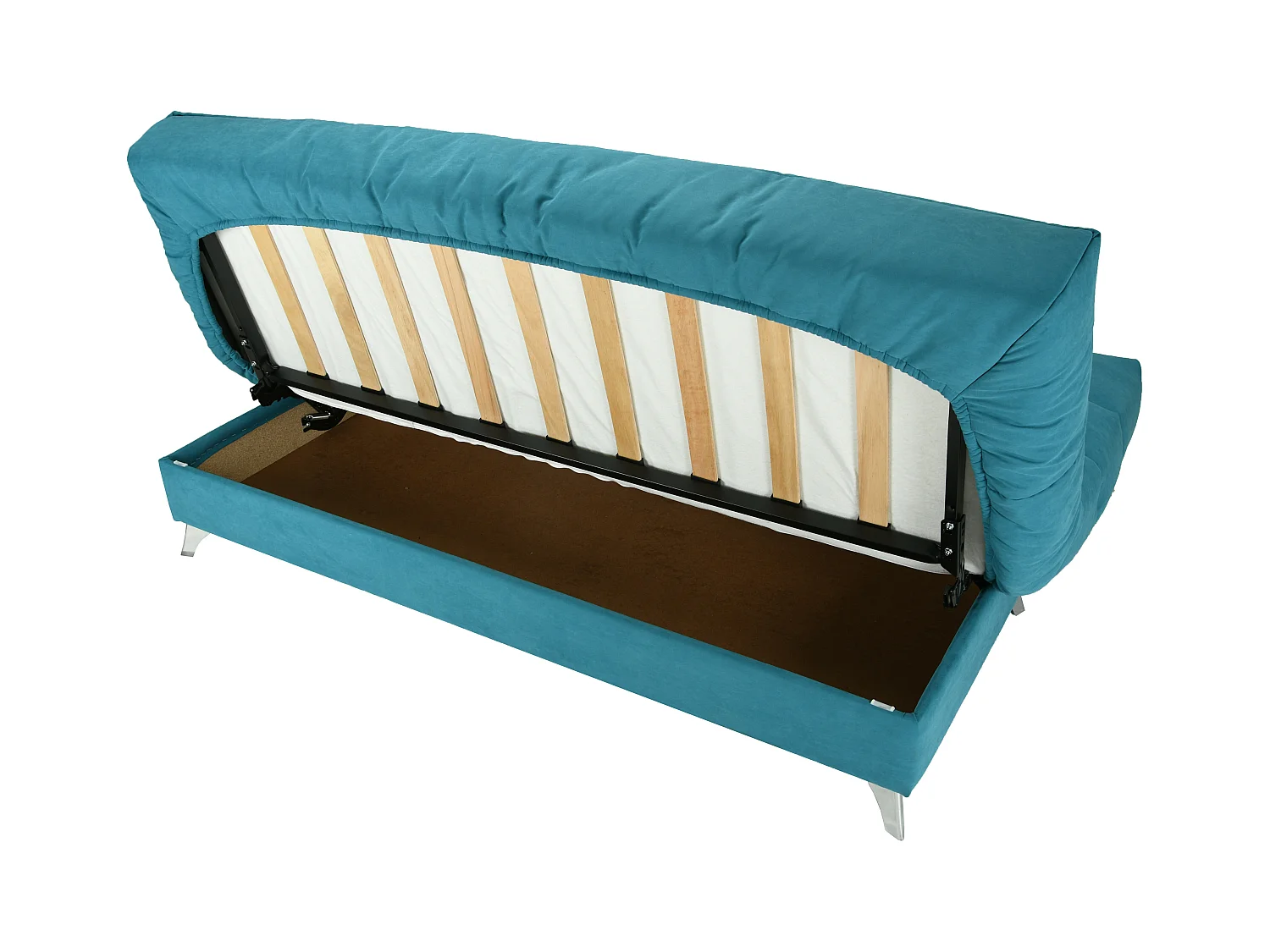 Clic-clac stoffen bank 130x190 cm Bultex matras 14 cm met Belax opberger-Kleur parel grijs