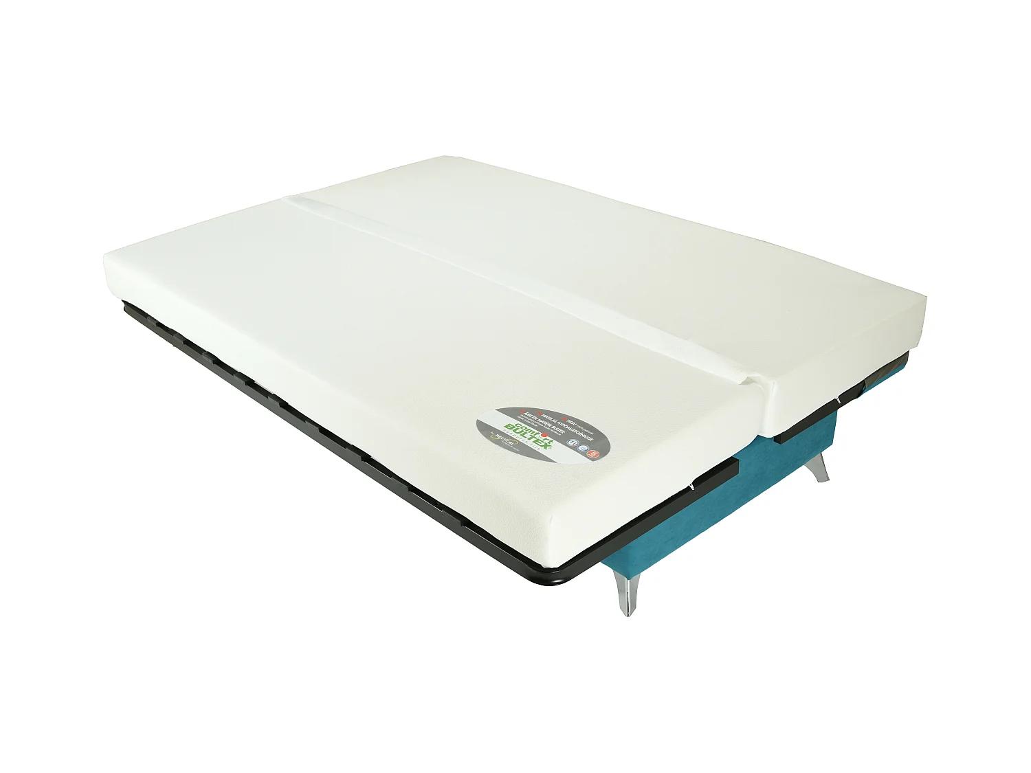 Clic-clac stoffen bank 130x190 cm Bultex matras 14 cm met Belax opberger-Kleur parel grijs