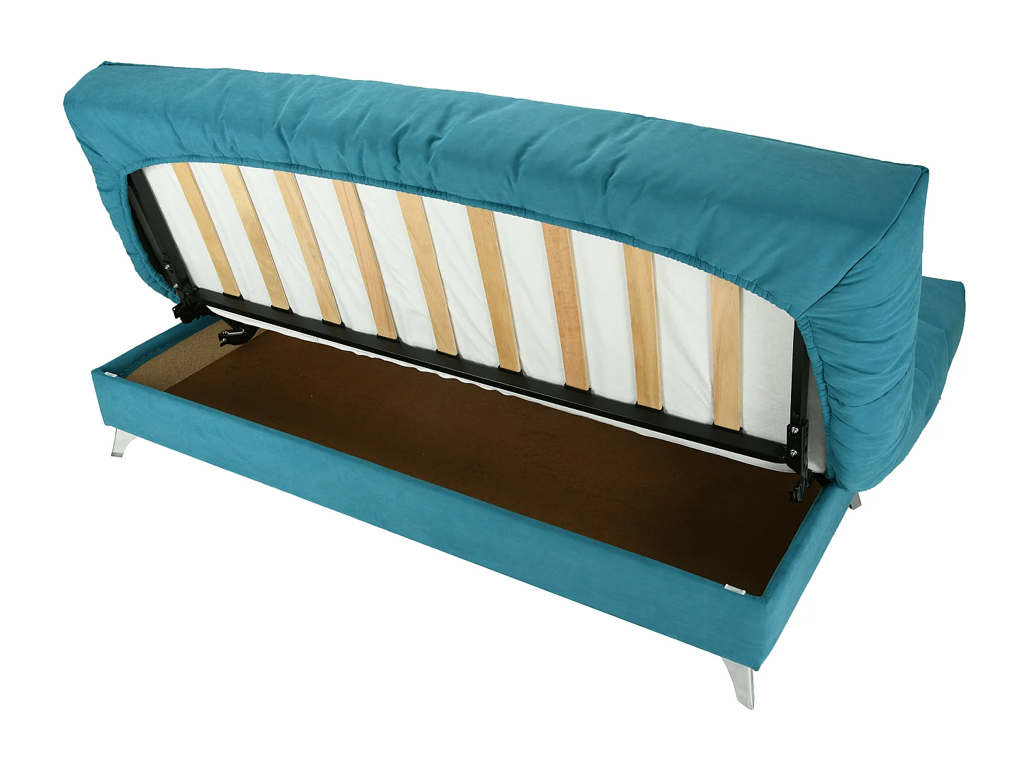 Banquette Clic-clac tissu 130x190 matelas Bultex 14cm avec rangement Belax-Couleur Gris perle