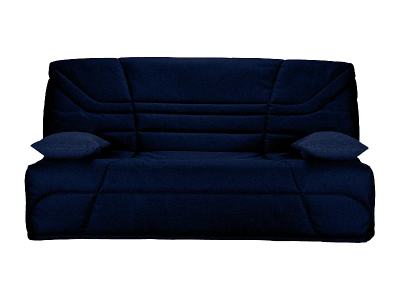 Banquette clic clac tissu 130x190 matelas Starbed 13cm avec coffre de rangement Raka-Couleur Bleu foncé