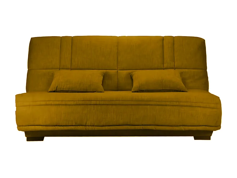 Canapé clic clac tissu avec rangement matelas Starlux 17cm Minel 207cm-Couleur Jaune miel