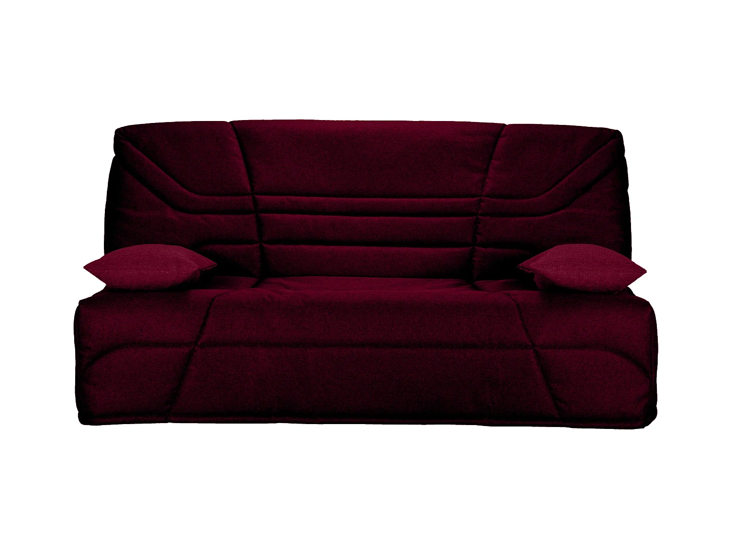 Canapé clic clac tissu avec rangement matelas Bultex 14cm Bakoa 193cm-Couleur Bordeaux