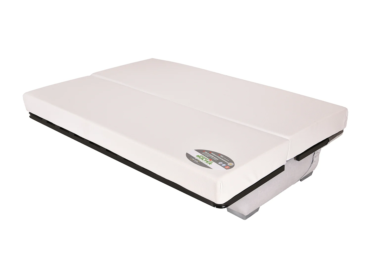 Canapé clic clac tissu avec rangement matelas Bultex 14cm Bakoa 193cm-Couleur Bordeaux