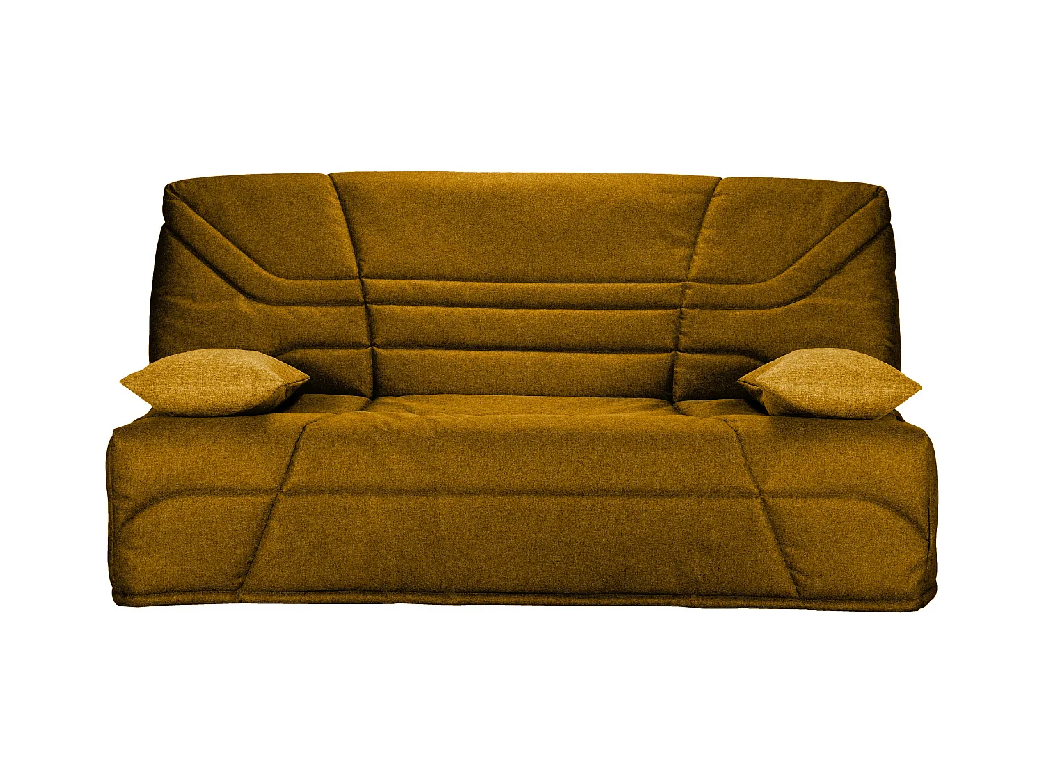 Banquette clic clac tissu 130x190 matelas Starbed 13cm avec coffre de rangement Raka-Couleur Jaune miel