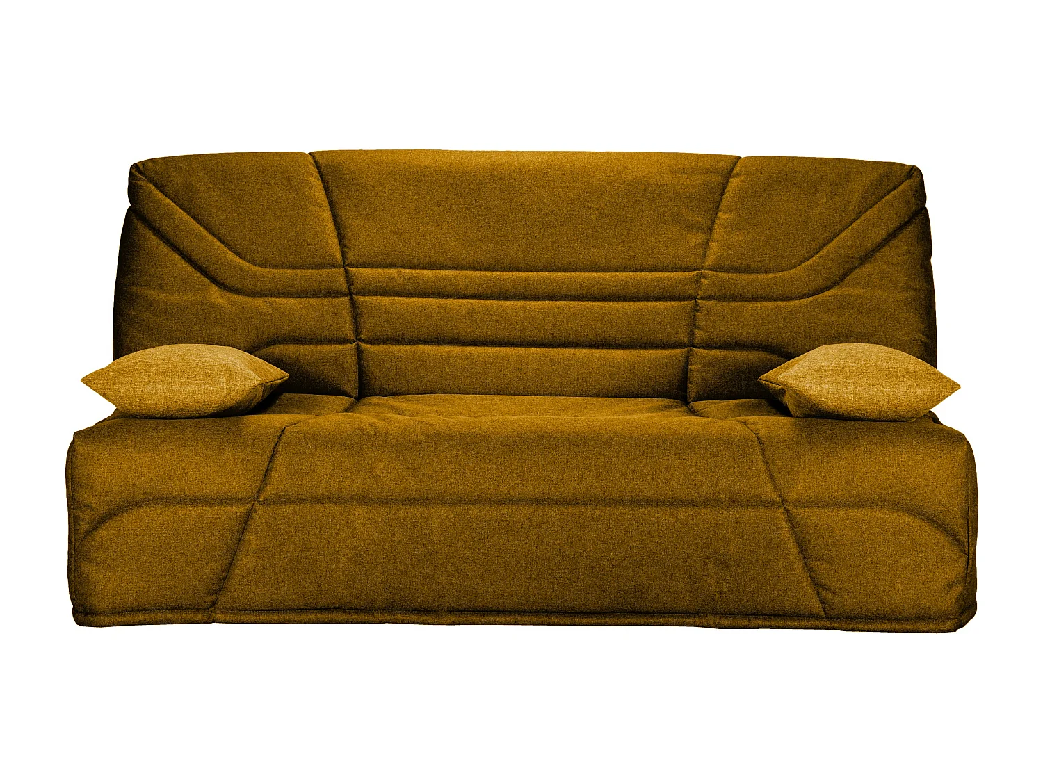 Banquette clic clac tissu 130x190 matelas Starbed 13cm avec coffre de rangement Raka-Couleur Jaune miel