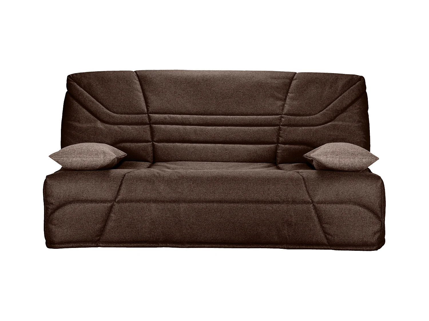 Banquette clic clac tissu 130x190 matelas Starbed 13cm avec coffre de rangement Raka-Couleur Marron clair