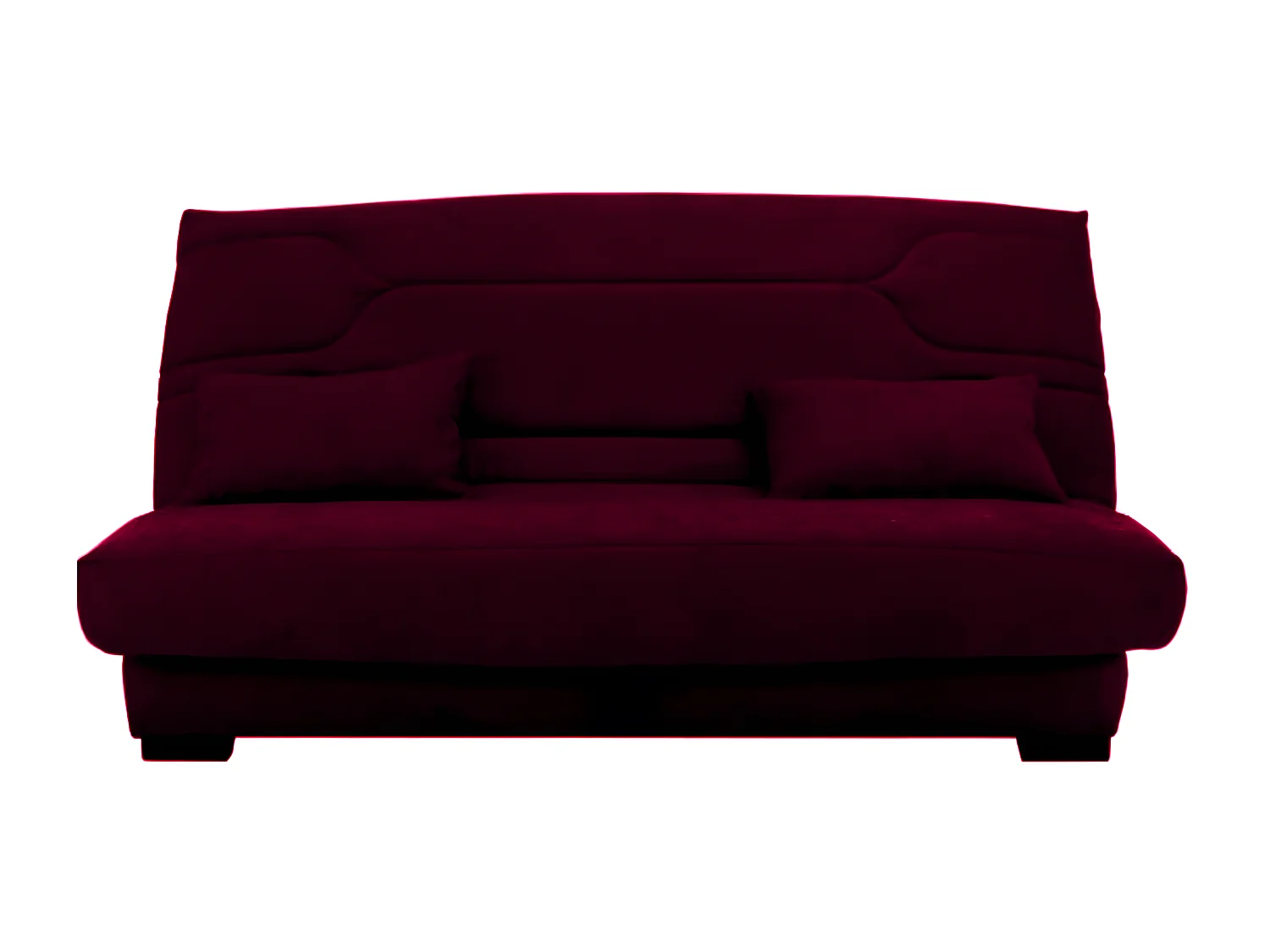 Canapé clic clac tissu avec rangement matelas Bultex 15cm Balkoa 207cm-Couleur Bordeaux