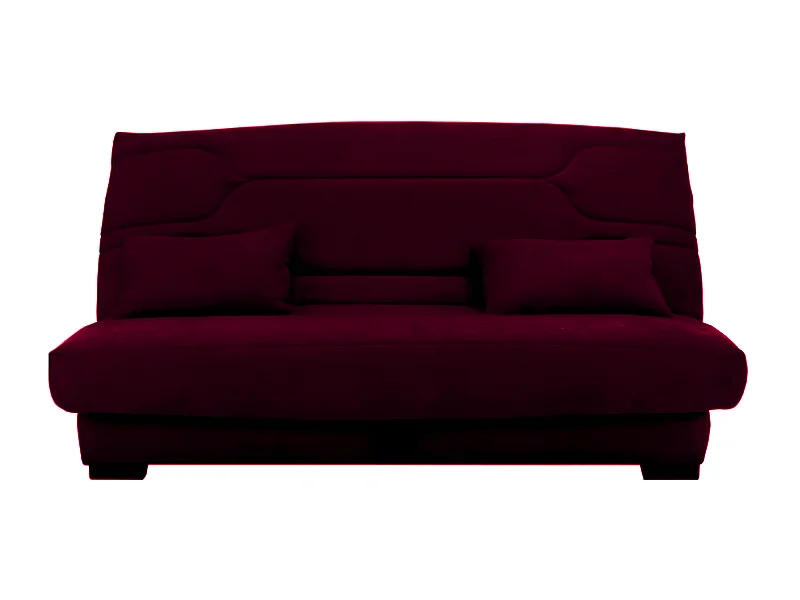 Canapé clic clac tissu avec rangement matelas Bultex 15cm Balkoa 207cm-Couleur Bordeaux
