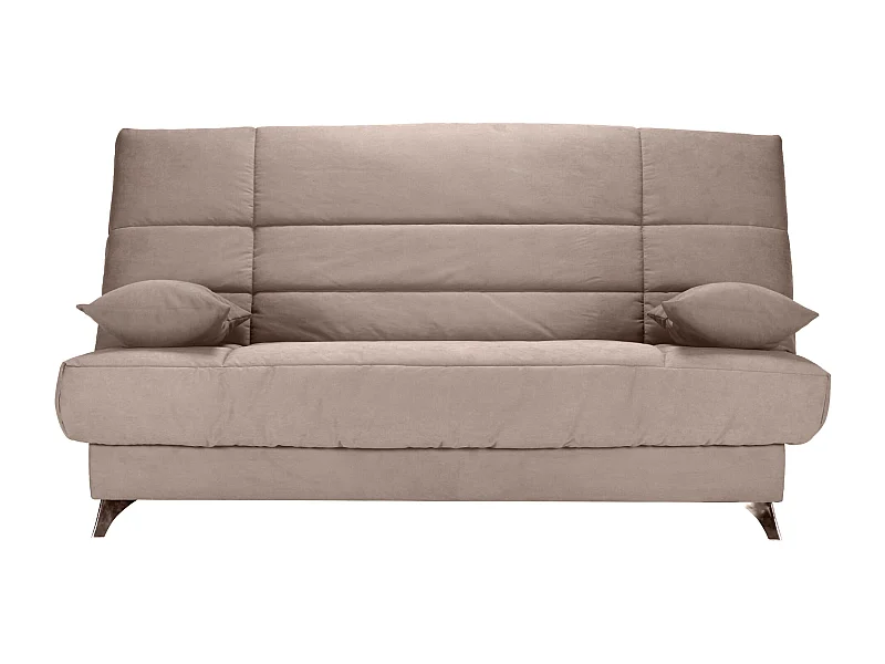 Banquette Clic-clac tissu 130x190 matelas Bultex 14cm avec rangement Belax-Couleur Taupe